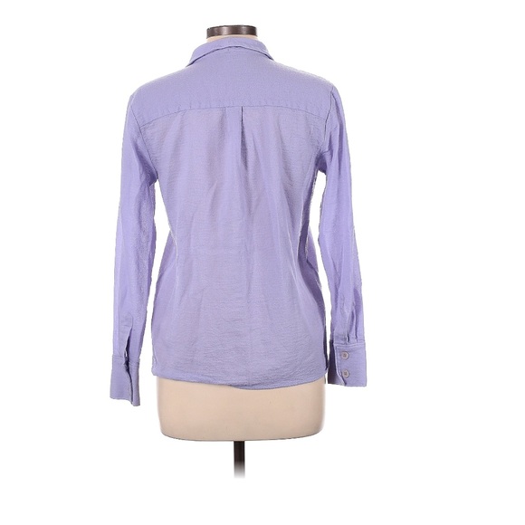 Tibi Lavender Long Sleeve Button Front Wool Blouse Sz 6 - Picture 2 of 6